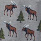 View Women's Wild Moose Cotton Blend Pajama Pants - Pattern of brown moose and green pine trees on a light background