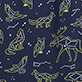 View Animal Constellations Men's Cotton Pajama Pants - Navy pattern with outlined celestial motifs including moons, stars, and sun faces