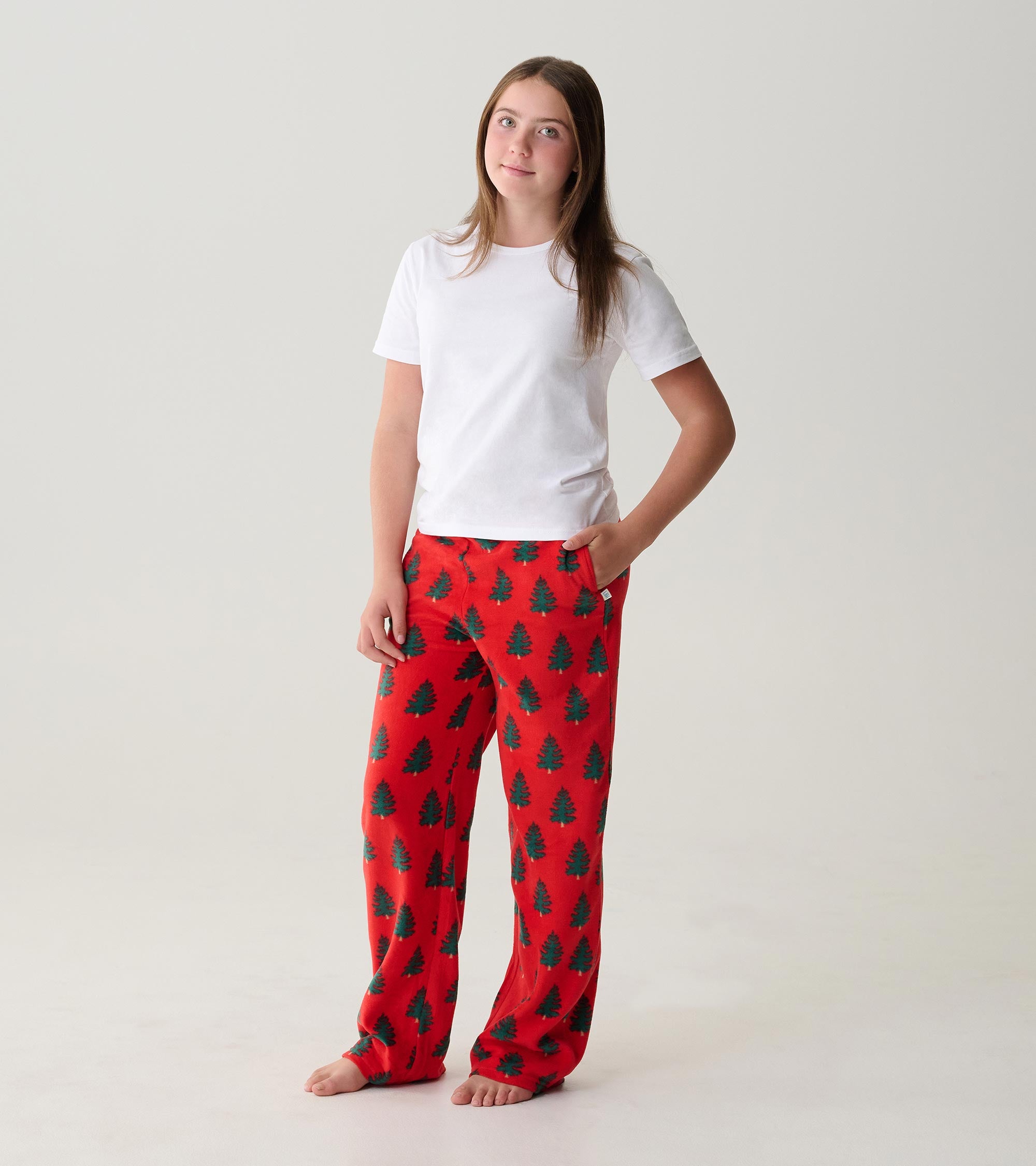 Adult Trees On Red Polar Pants