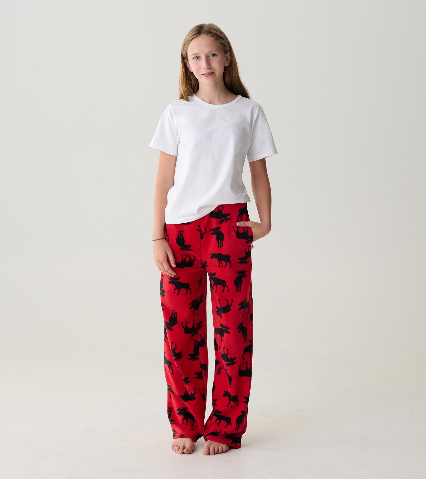 Teen Moose on Red Polar Pants