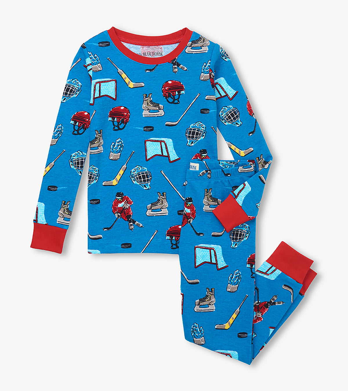 Kids Blue Hockey Night Pajama Set