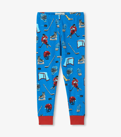 Kids Blue Hockey Night Pajama Set