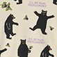 View Hucklebeary Kids Pajama Set - Pattern of black bear silhouettes with green leaves on a light background