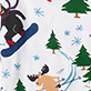 View Kids Wild About Skiing Pajama Set White swatch with blue snowflakes, green pine trees, and cartoon skiing animals