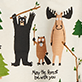 View May The Forest Be With You Kids Pajama Set - Black bear and brown deer with raised arms between pine trees, with text below reading "we wish deer and bear