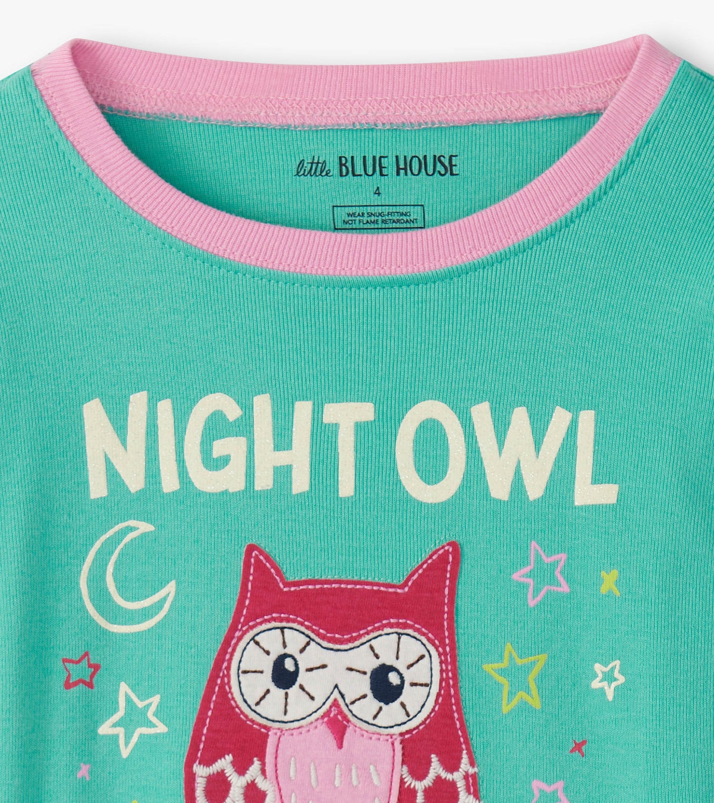 Kids Night Owl Appliqué Pajama Set