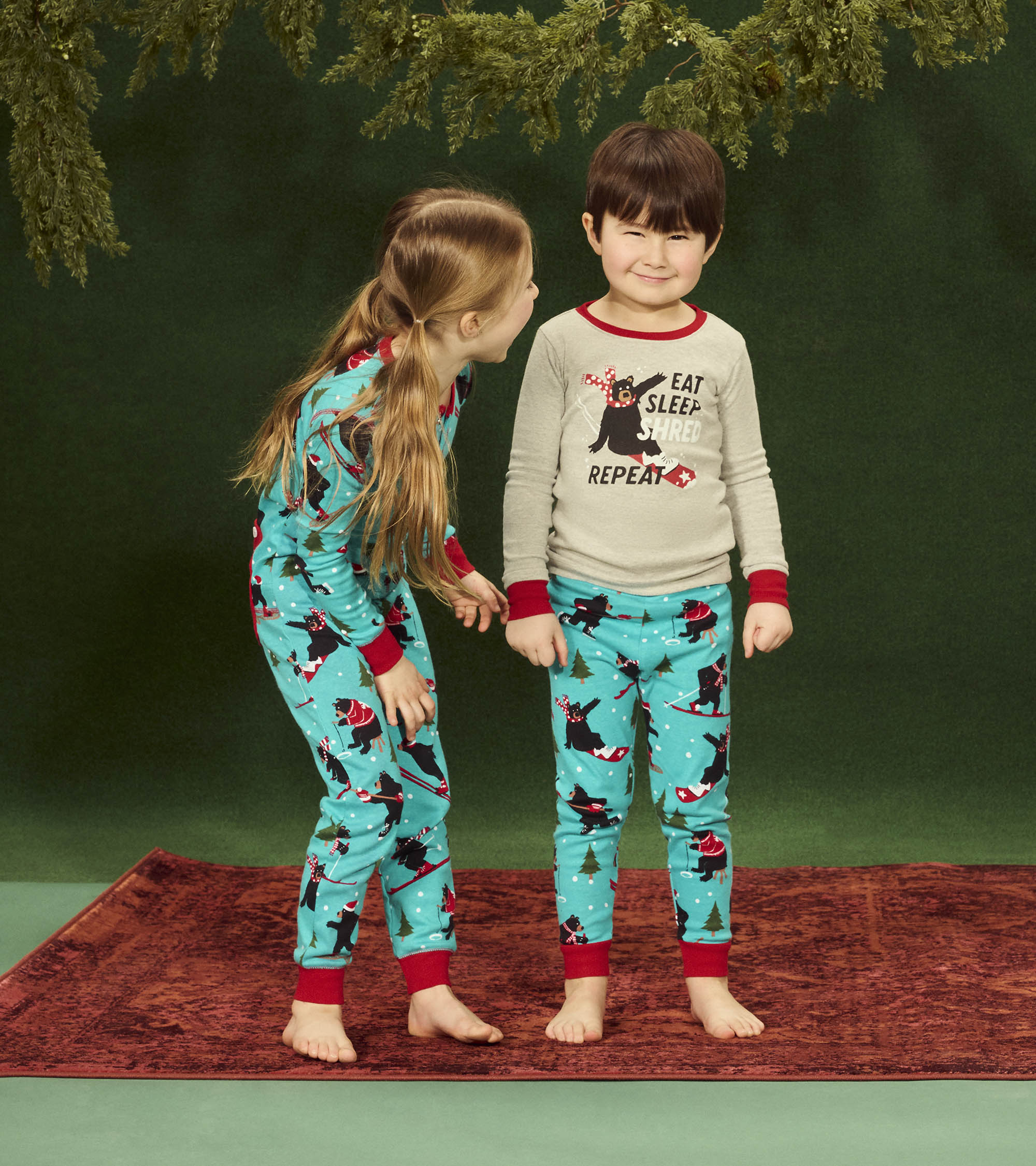 Kids Eat Sleep Shred Appliqué Pajama Set