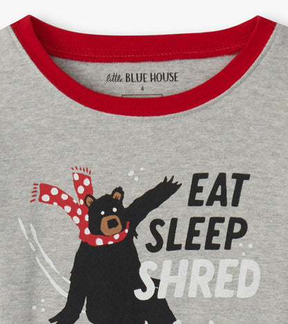 Kids Eat Sleep Shred Appliqué Pajama Set