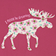View Patterned Moose Kids Appliqué Pajama Set - Pink moose with floral pattern on a dark pink background, with small curved text above