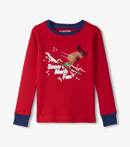 Kids Snow Much Fun Winter Cabin Pajama Set