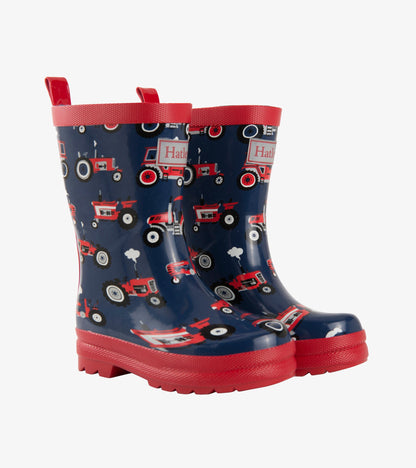 Red Farm Tractors Rain Boots