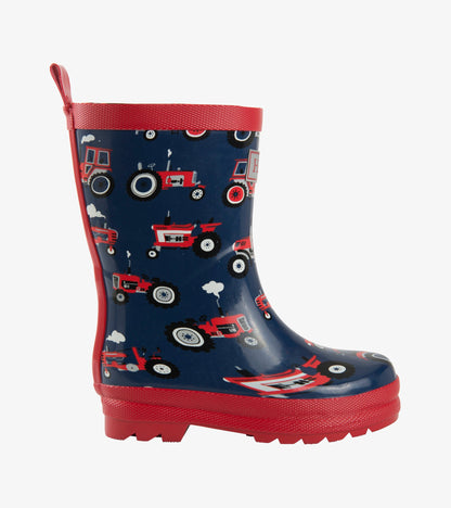 Red Farm Tractors Rain Boots