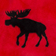 View Moose on Red Adult Fleece Robe - Black silhouette of a moose on a red textured background