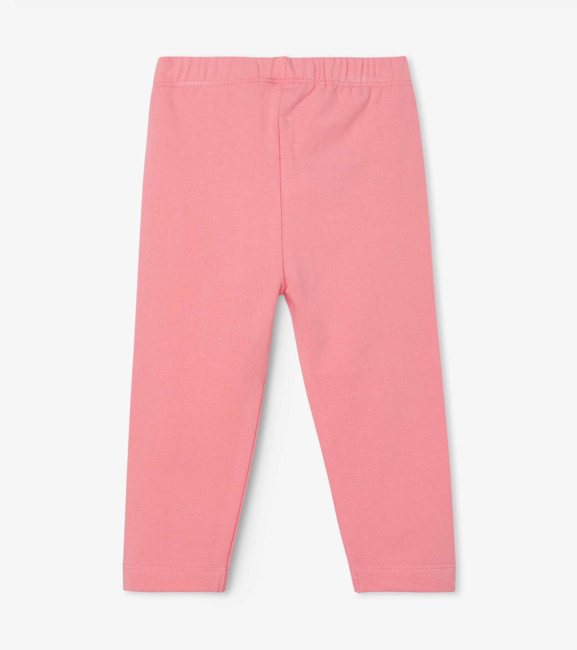Pink leggings for baby and toddler girls, featuring a soft, stretchy material and a comfortable elastic waistband.