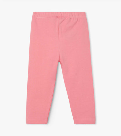 Pink leggings for baby and toddler girls, featuring a soft, stretchy material and a comfortable elastic waistband.