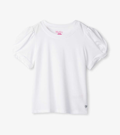 Girls White Twisted Sleeve Tee