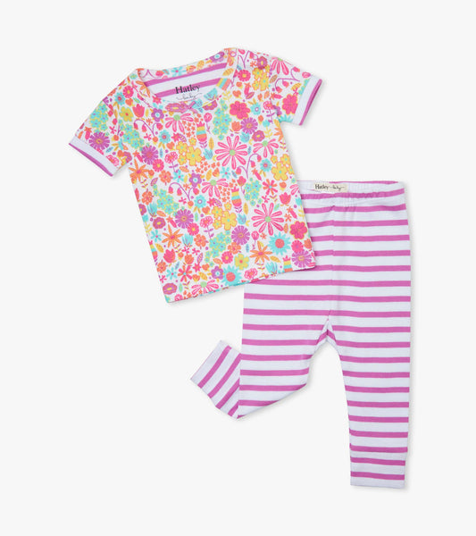 Baby Girls Mini Flowers Short Sleeve Pajama Set