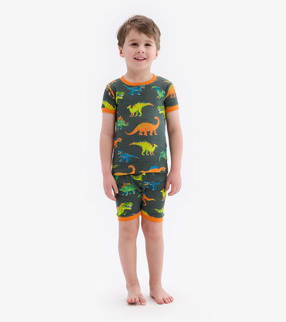 Colorblock Dino Short Pajama Set