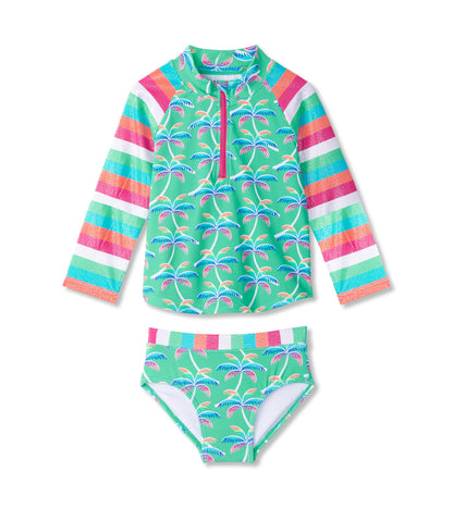 Girls Rainbow Palm Two-Piece Rashguard Set