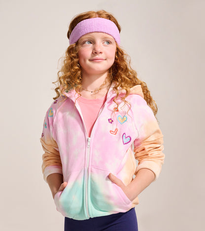 Girls Summer Waves Tie Dye Hoodie