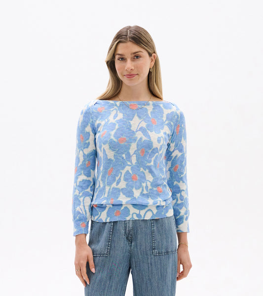 3/4 Sleeve Knit Breton - Textured Poppies
