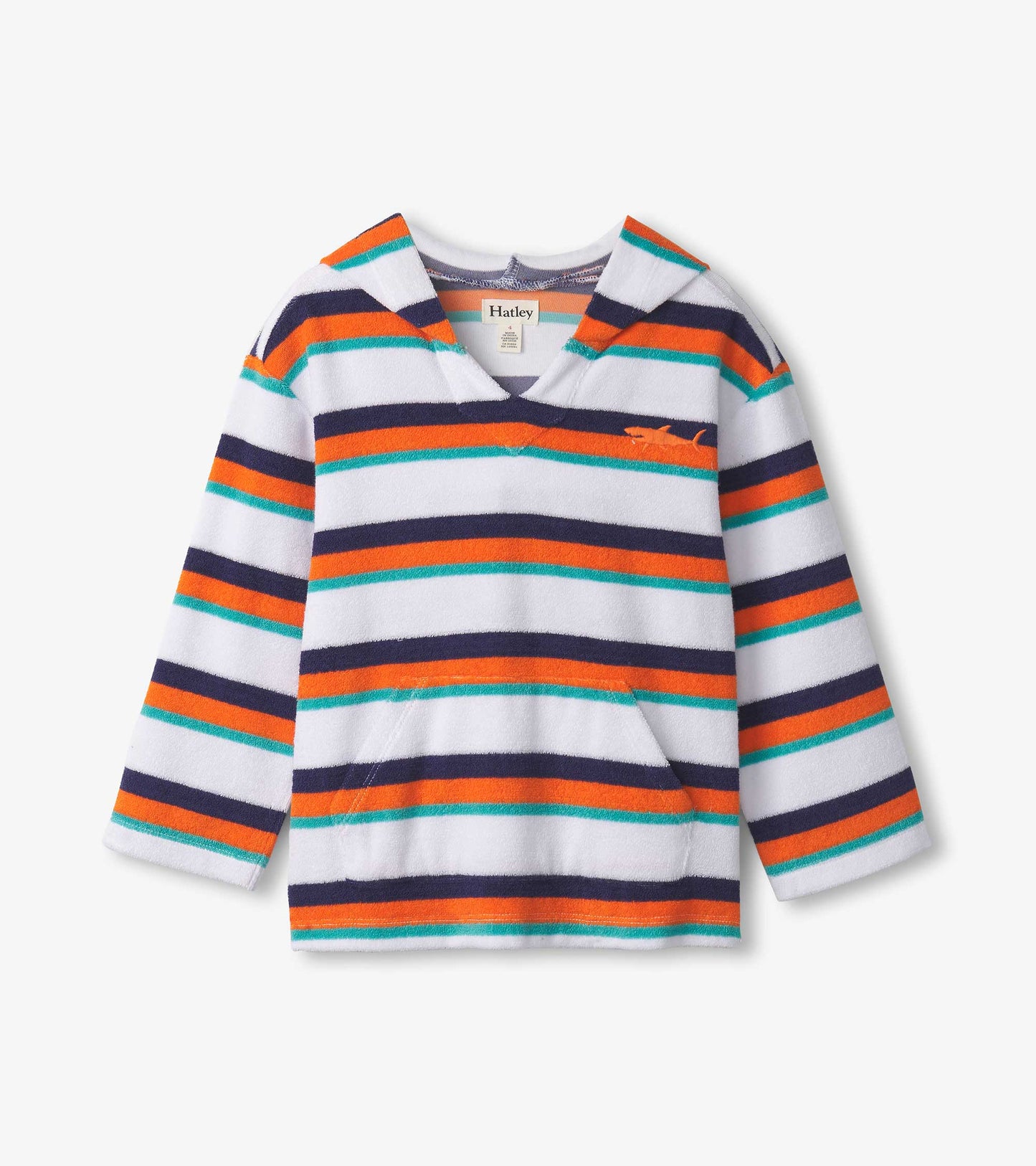 Boys Aqua Stripes Terry Pullover Hoodie