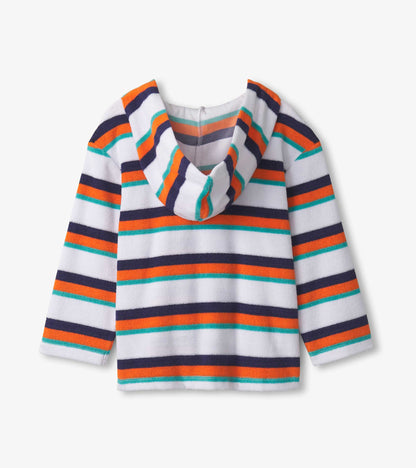 Boys Aqua Stripes Terry Pullover Hoodie