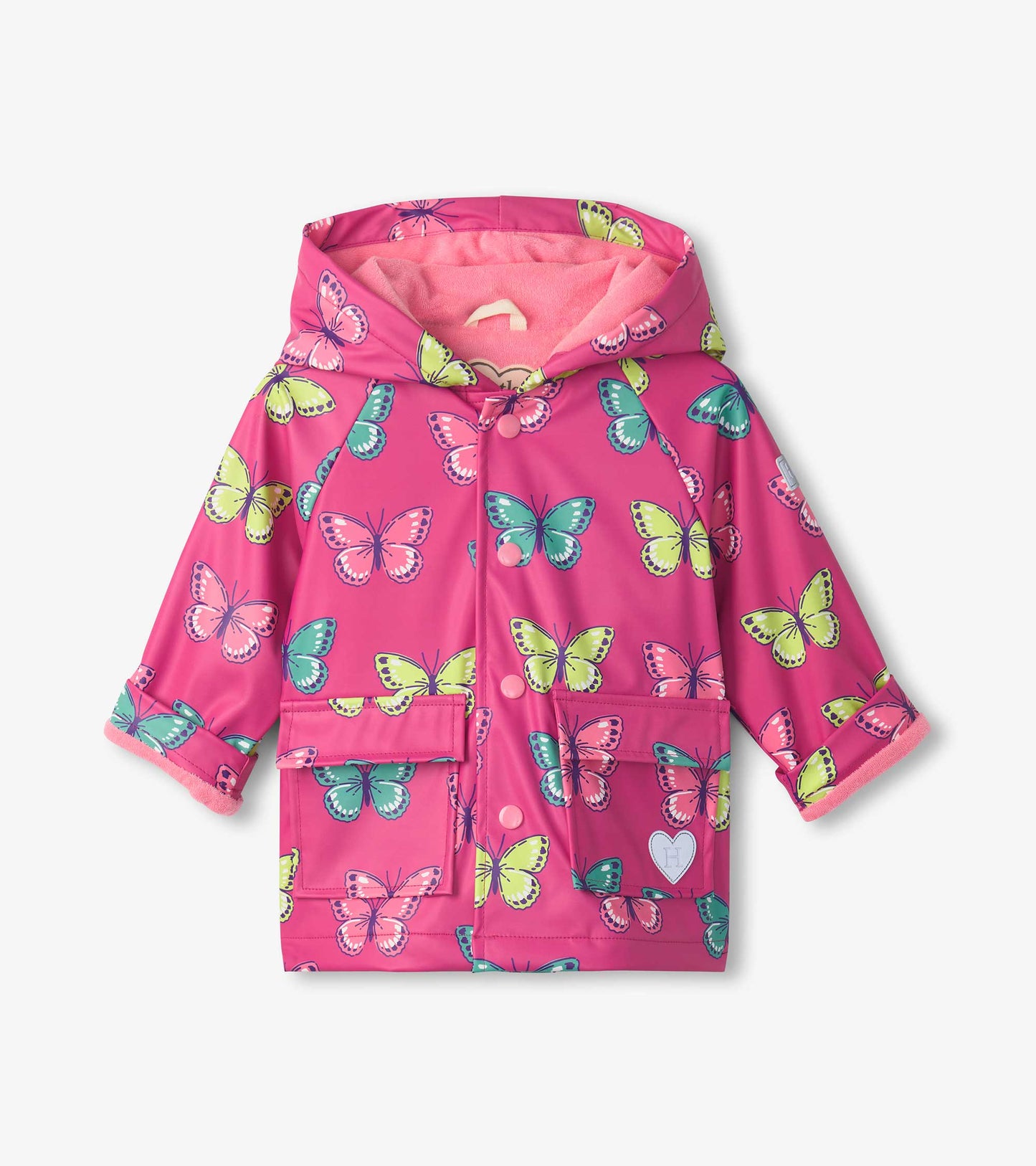 Toddler Girls Bold Butterflies Button-Up Rain Jacket