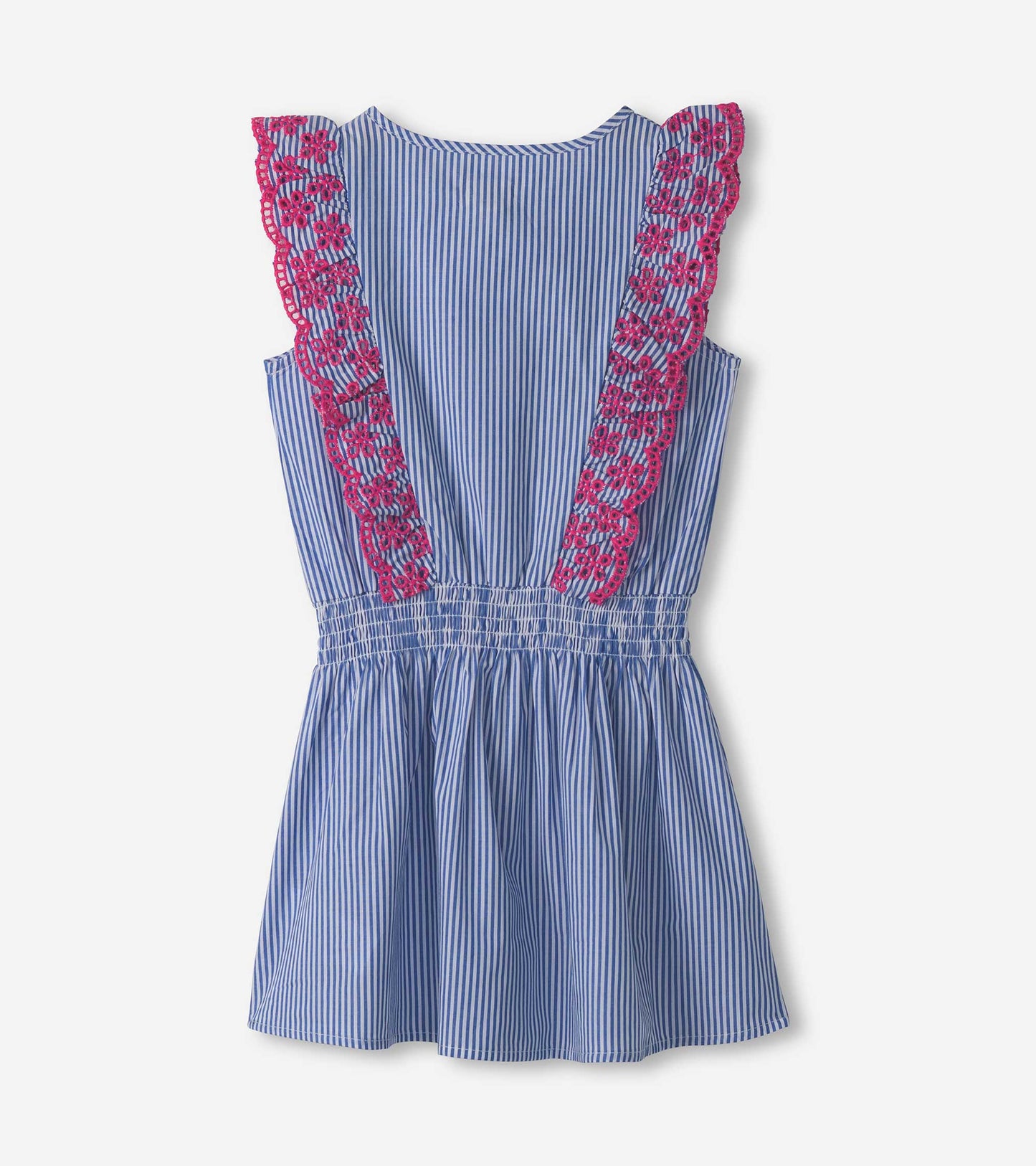 Girls Pinstripe Ruffle Dress