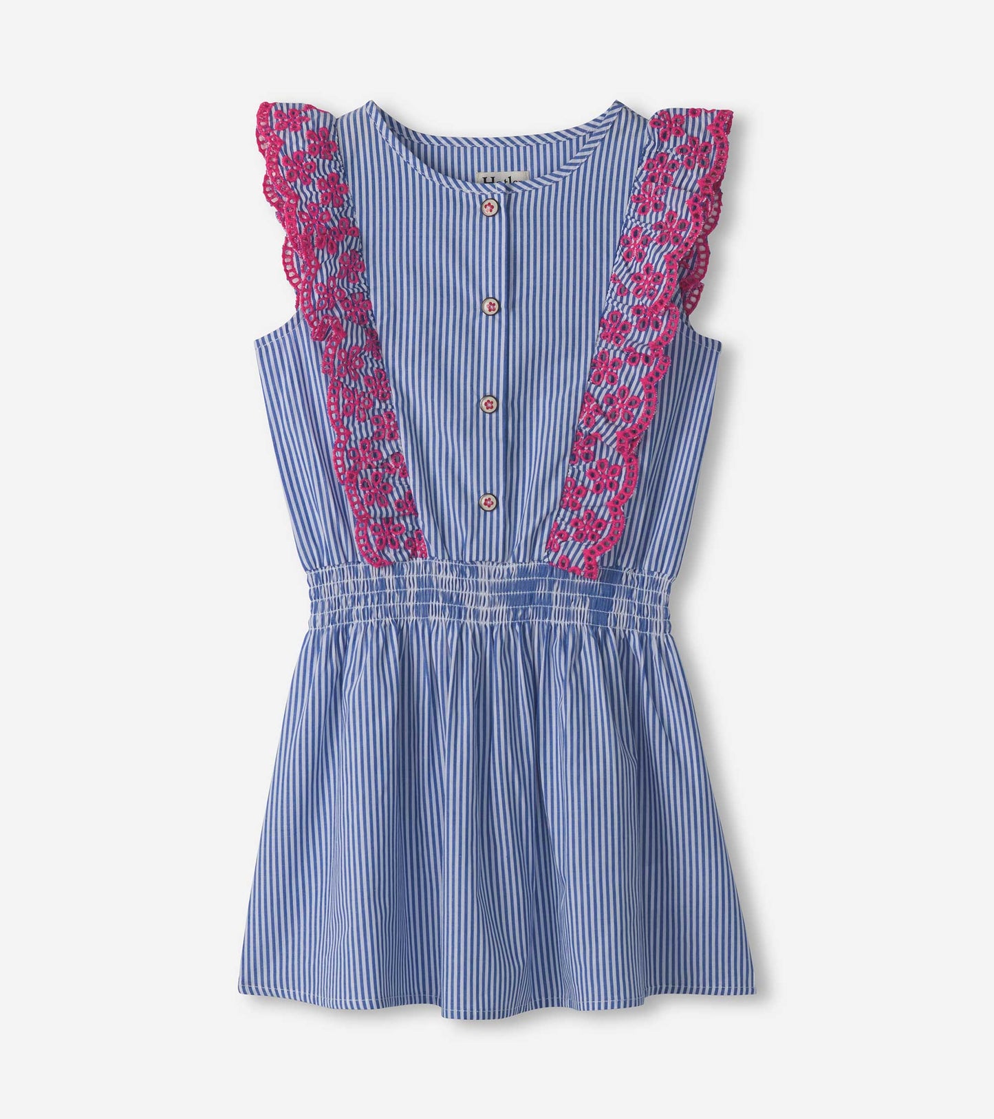 Girls Pinstripe Ruffle Dress