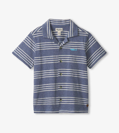 Boys Striped Nautical Jersey Button Down