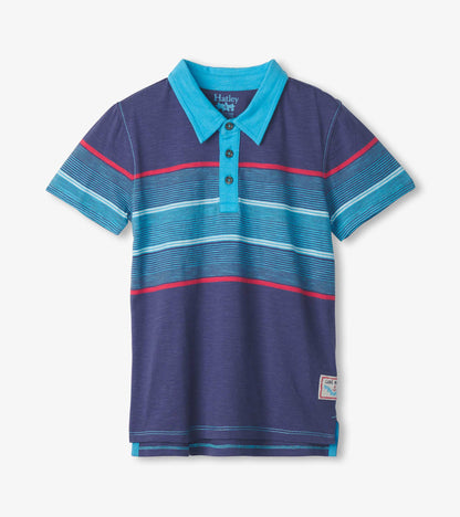 Boys Striped Blue Polo Tee