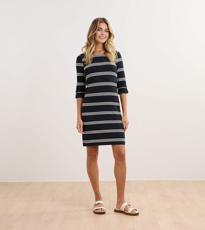 Lucy Dress - Black and White Stripes