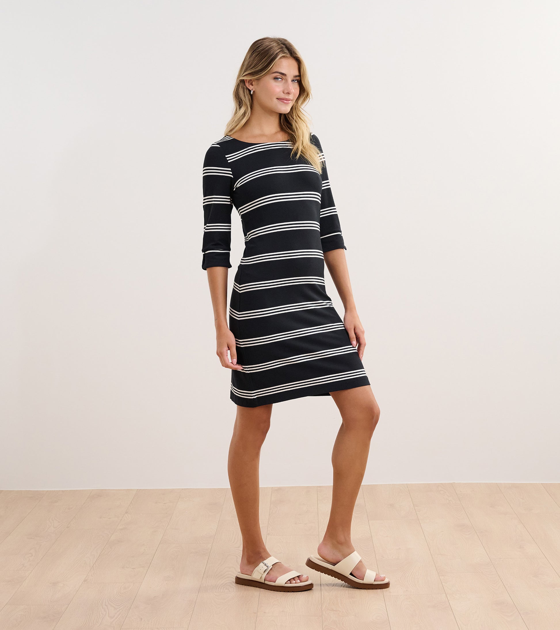 striped fitted dress ZESICA Women's 2025 Summer Bodycon Midi Dress Striped Short Sleeve Ribbed Knit Slim Fit Side Slit Vacation Long Dresses,Apricot,Small at Amazon Women's Clothing store
