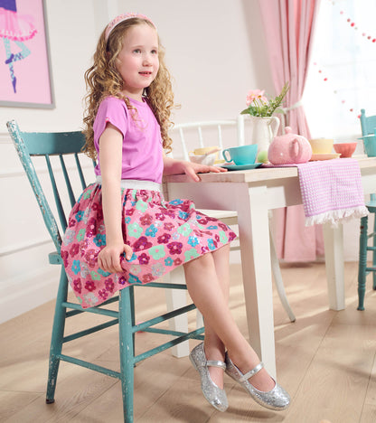 Girls Daisy Sequins Sequin Tulle Skirt