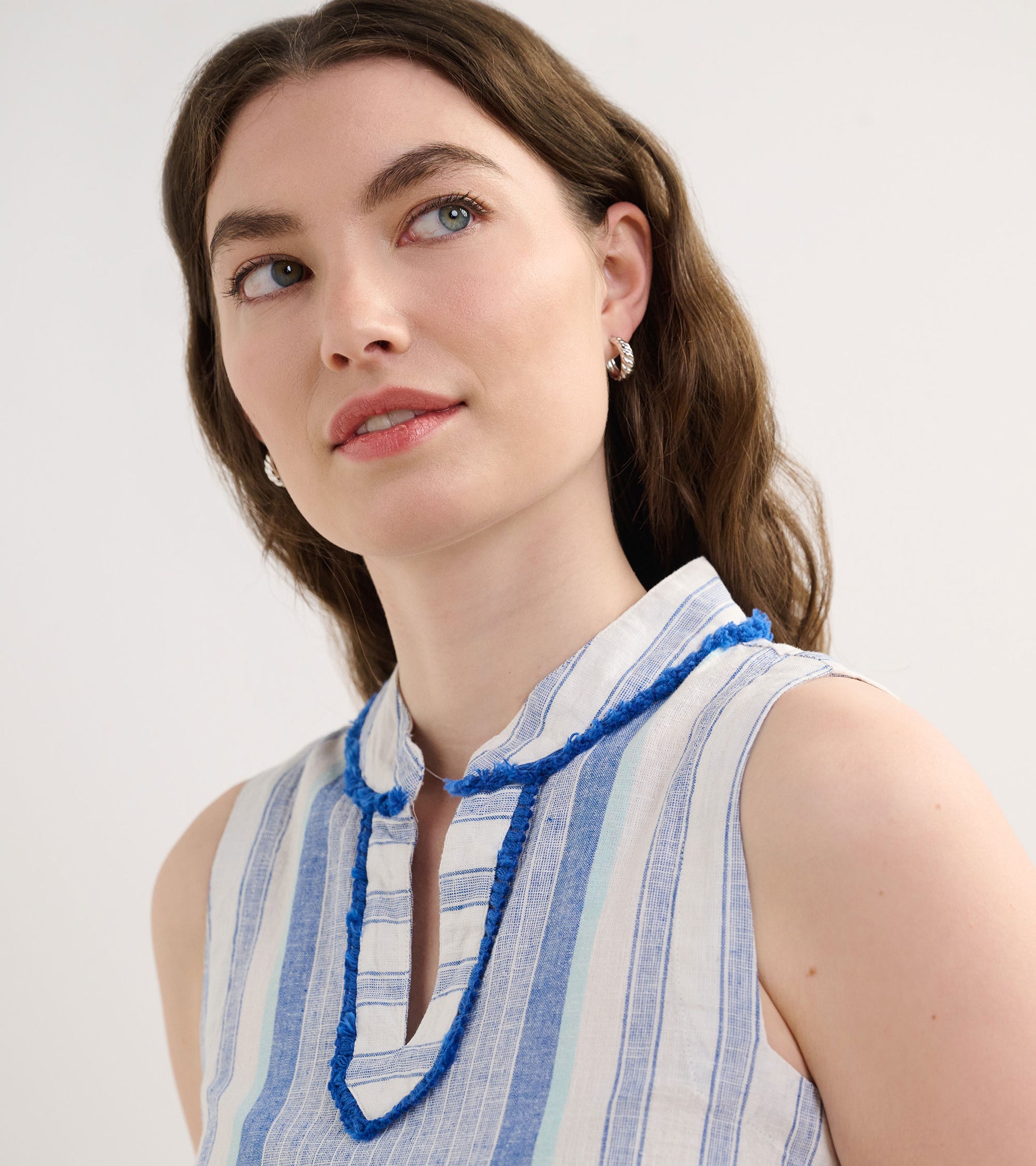 blue striped shift dress Egyptian Blue Striped Short Shirt Dress DATURA