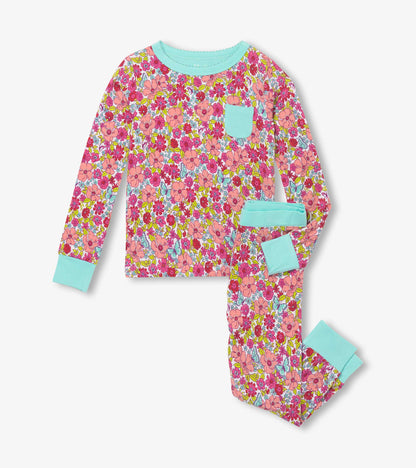 Girls Groovy Flowers Bamboo Pajama Set