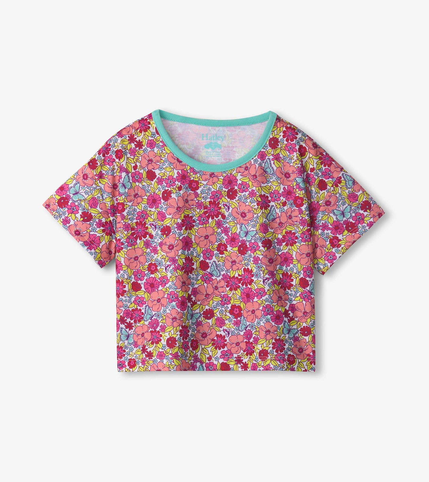Girls Groovy Flowers Tee and Shorts Pajama Set