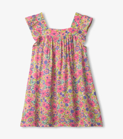 Girls Groovy Flowers Flutter Puff Dress