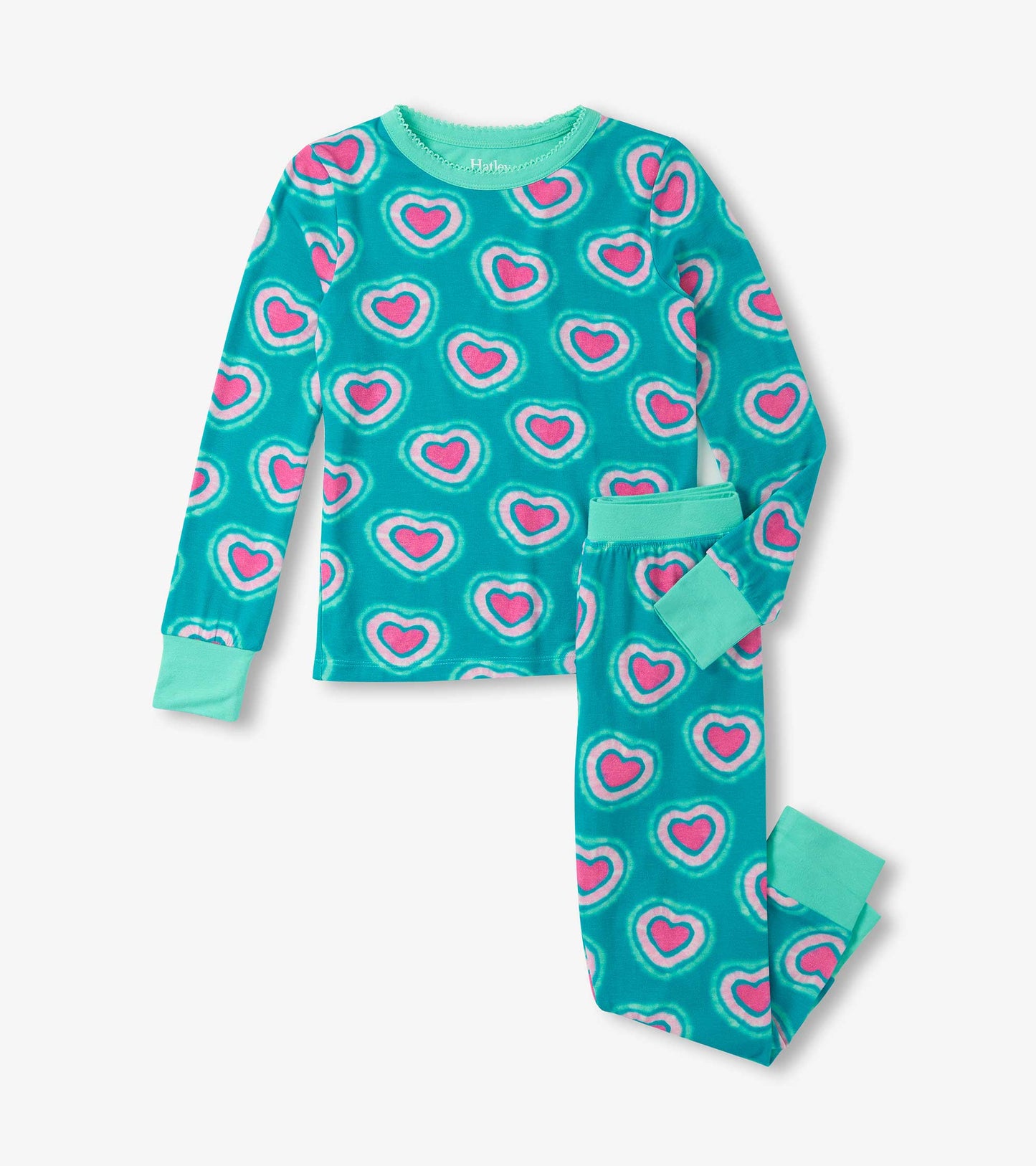 Girls Glowing Hearts Bamboo Pajama Set