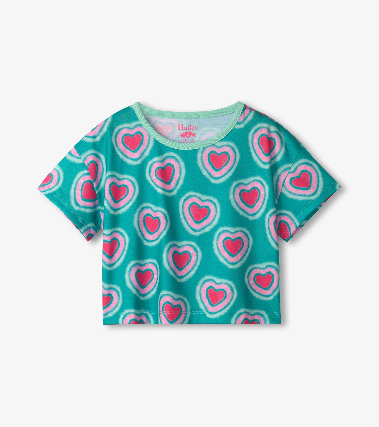 Girls Glowing Hearts Tee and Shorts Pajama Set