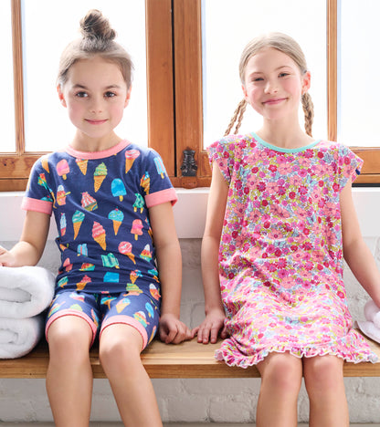 Girls Ice Cream Treats Short Pajama Set