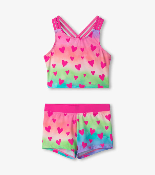 Girls Kaleidoscope Hearts Two-Piece Short Swimsuit