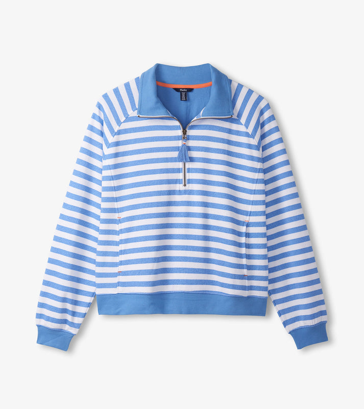 Mock Neck Pullover - Marina Stripes