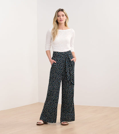 Belted Wide Leg Pants - Multi Dots