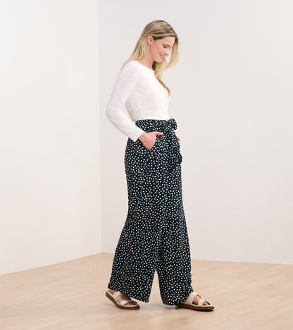 Belted Wide Leg Pants - Multi Dots