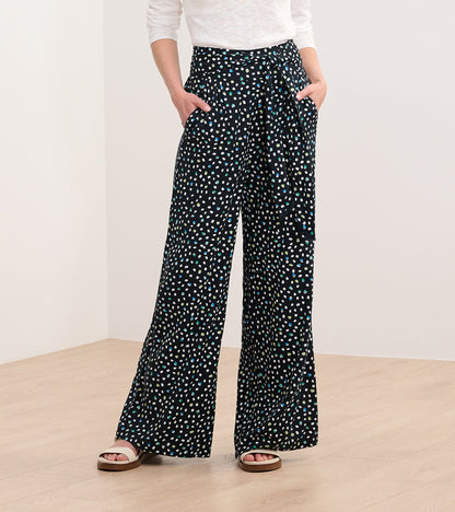 Belted Wide Leg Pants - Multi Dots