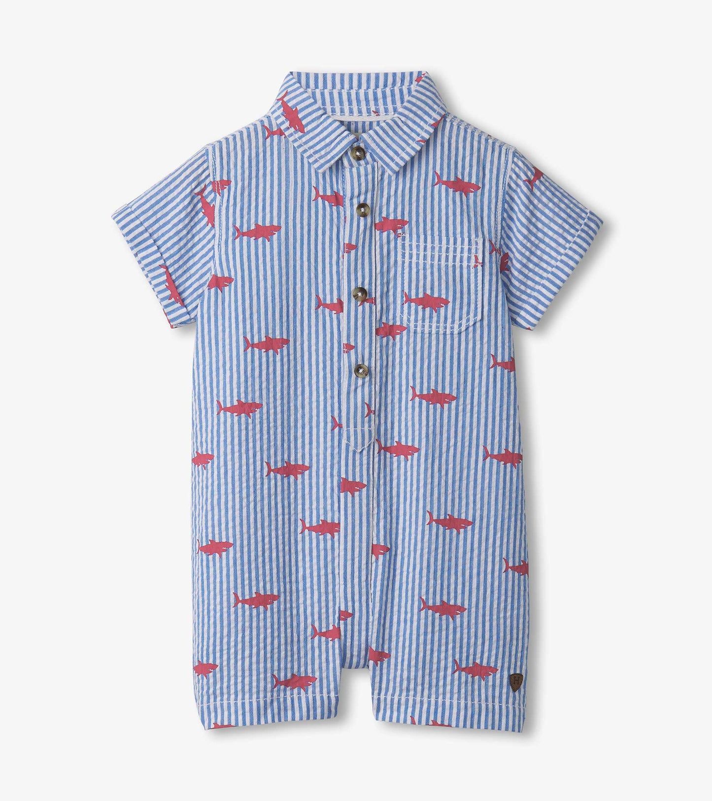 Baby & Toddler Boys Shark Silhouette Woven Romper