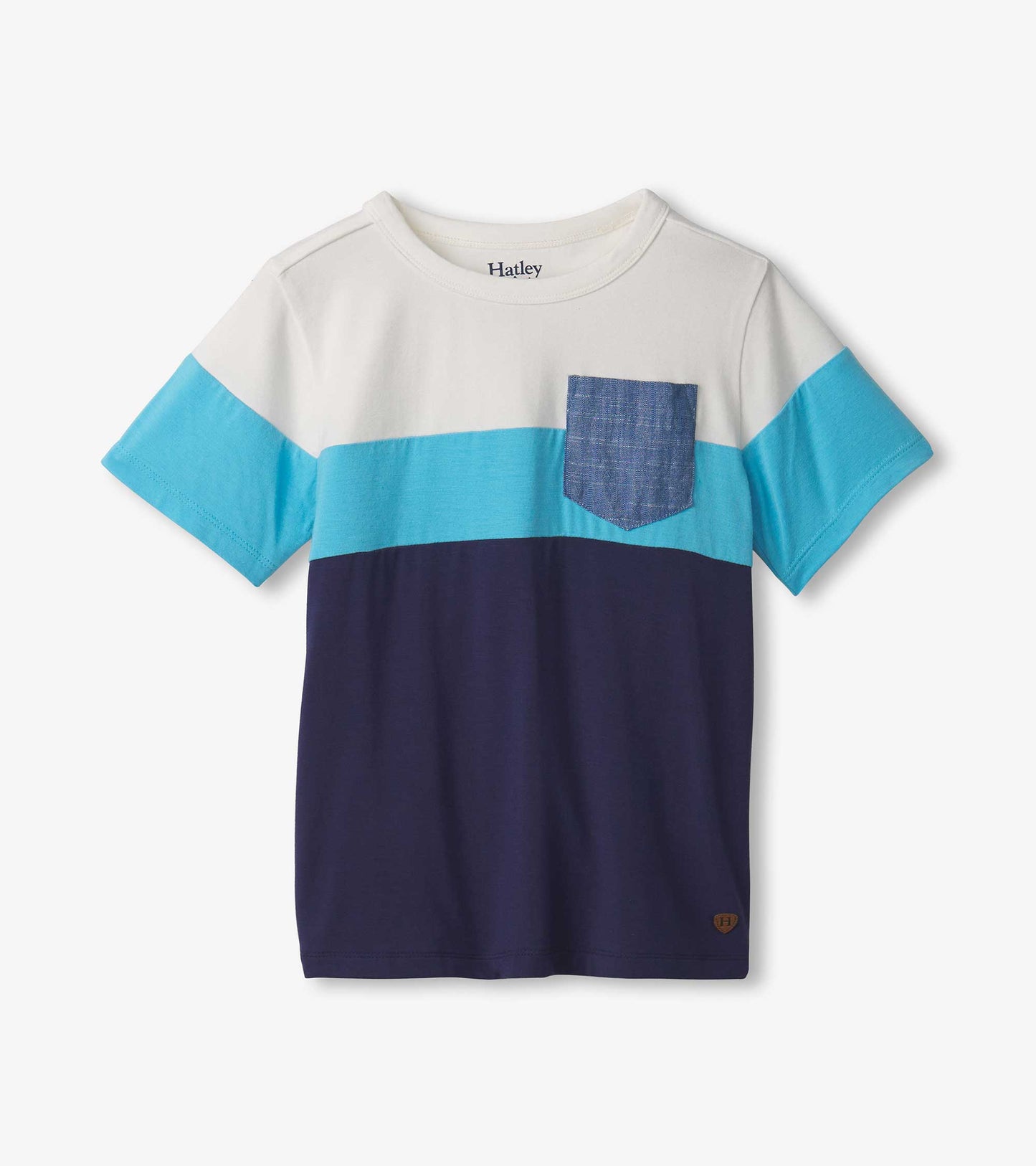 Boys Patriot Blue Colour Block Bamboo T-Shirt