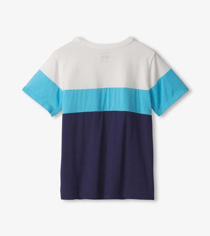 Boys Patriot Blue Color Block Bamboo T-Shirt